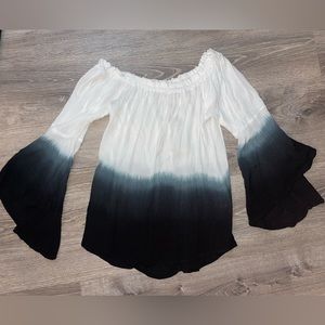 Love Notes Womens black Ombré Off The Shoulder Blouse Long Sleeve Size m Rayon